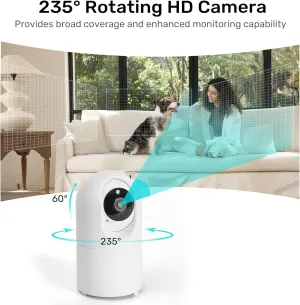 FUKUMARU Automatic Cat Feeder with Rotating Camera,1080P HD Video with Night Vision, 5G WiFi APP Control Pet Feeder, 2-Way Audio, Low Food, Motion & Sound Alerts