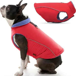 Gooby - Sports Vest, Fleece Lined Small Dog Cold Weather Jacket Coat Sweater with Reflective Lining, Red, Medium