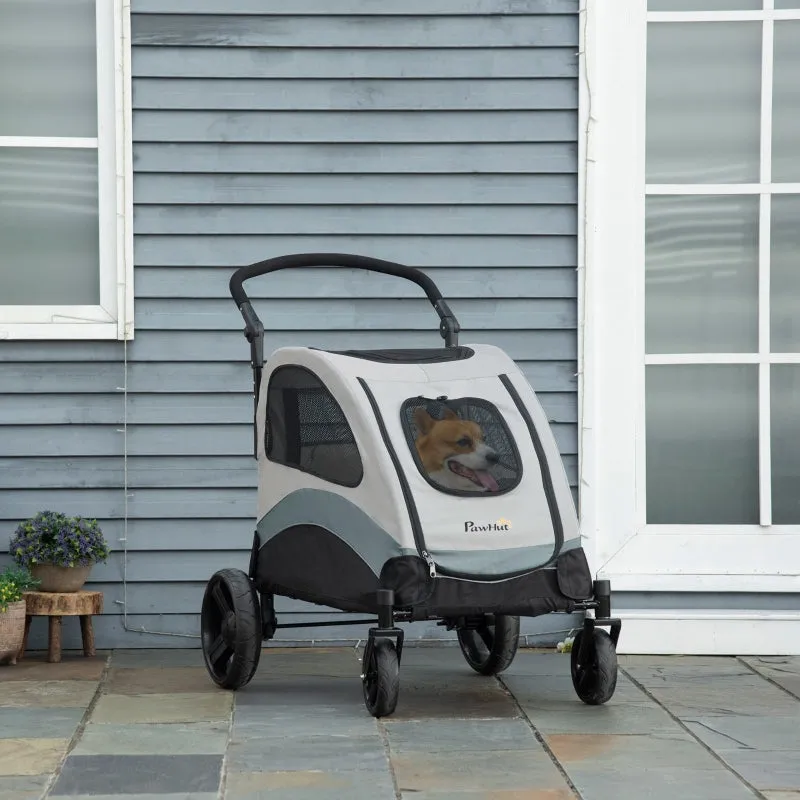 Grey Pet Stroller for Medium Pets with Safety Features