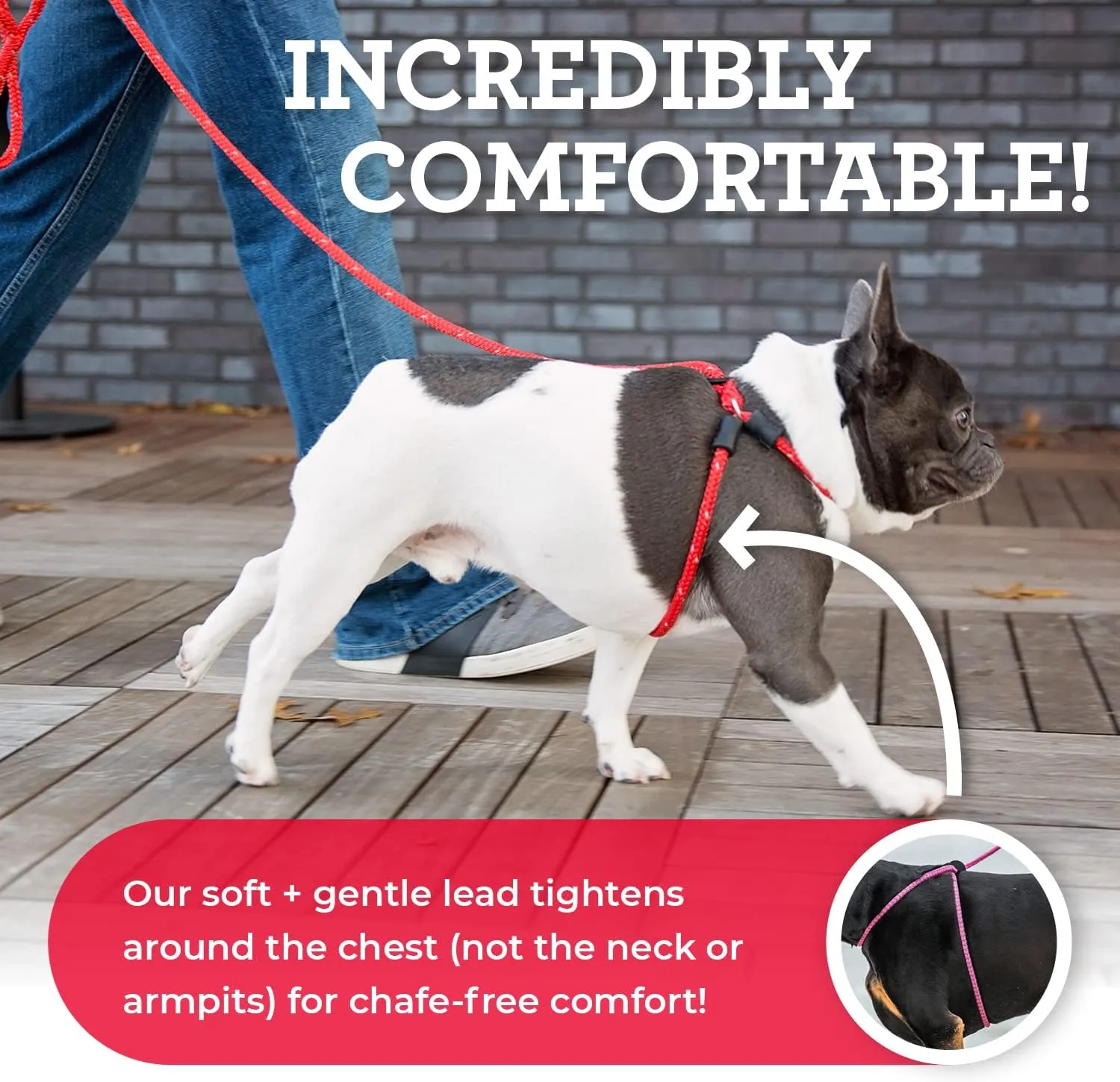 Harness Lead No Pull Dog Harness and Leash Set, Anti Pull Dog Harness for All Breeds and Sizes, One-Piece Cushioned Rope Design Safely Prevents Escaping and Pulling (Medium/Large, Red/Reflective)