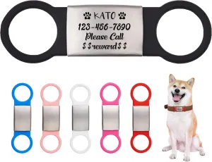 HiPeep Dog Tags Personalized for Pets Engraved Slide on Pet ID Tags for Cats Dogs Name Tags Custom Jingle Free Stainless Steel Silicone Collar Tag for Horse, Puppy, Kittens, 1.2x0.8''
