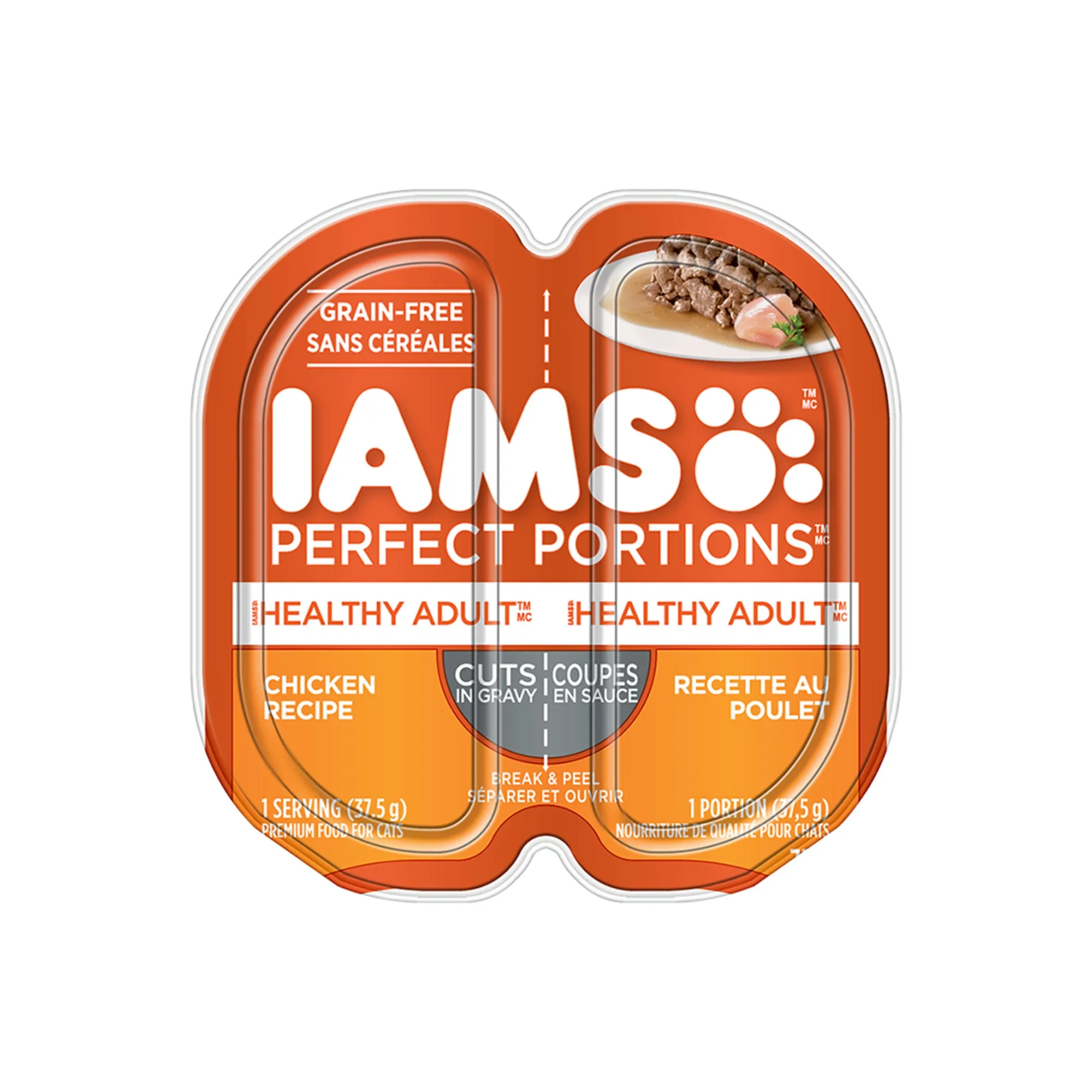 IAMS PERFECT PORTIONS Healthy Adult Wet Cat Food Cuts in Gravy, Chicken, 24-Pack, 75 g