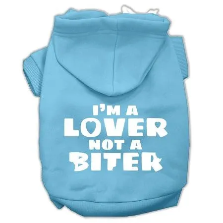 I'm a Lover not a Biter Screen Printed Dog Pet Hoodies Baby Blue Size Lg (14)