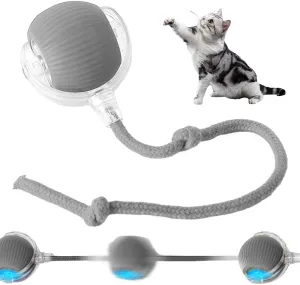 Interactive Cat Toys Ball for Indoor, 2024 New Automatic Moving Dog Toy Puppies Toys, Upgrade Multicolor Rolling Ball Motion Activate Rolling Ball Smart Automatic Rolling Pet Ball (Grey)