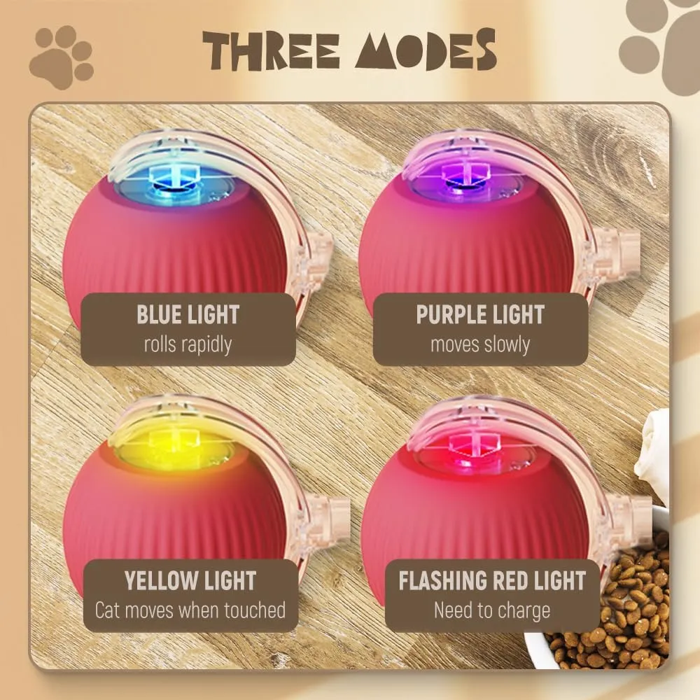 Interactive Cat Toys Ball for Indoor, 2024 New Automatic Moving Dog Toy Puppies Toys, Upgrade Multicolor Rolling Ball Motion Activate Rolling Ball Smart Automatic Rolling Pet Ball (Grey)