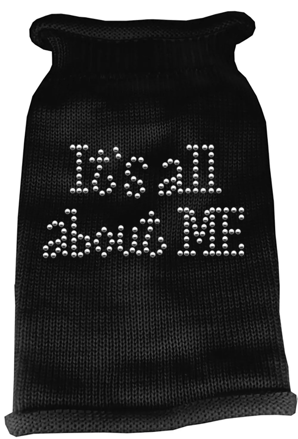It's All About Me Rhinestone Knit Pet Sweater XXL Black