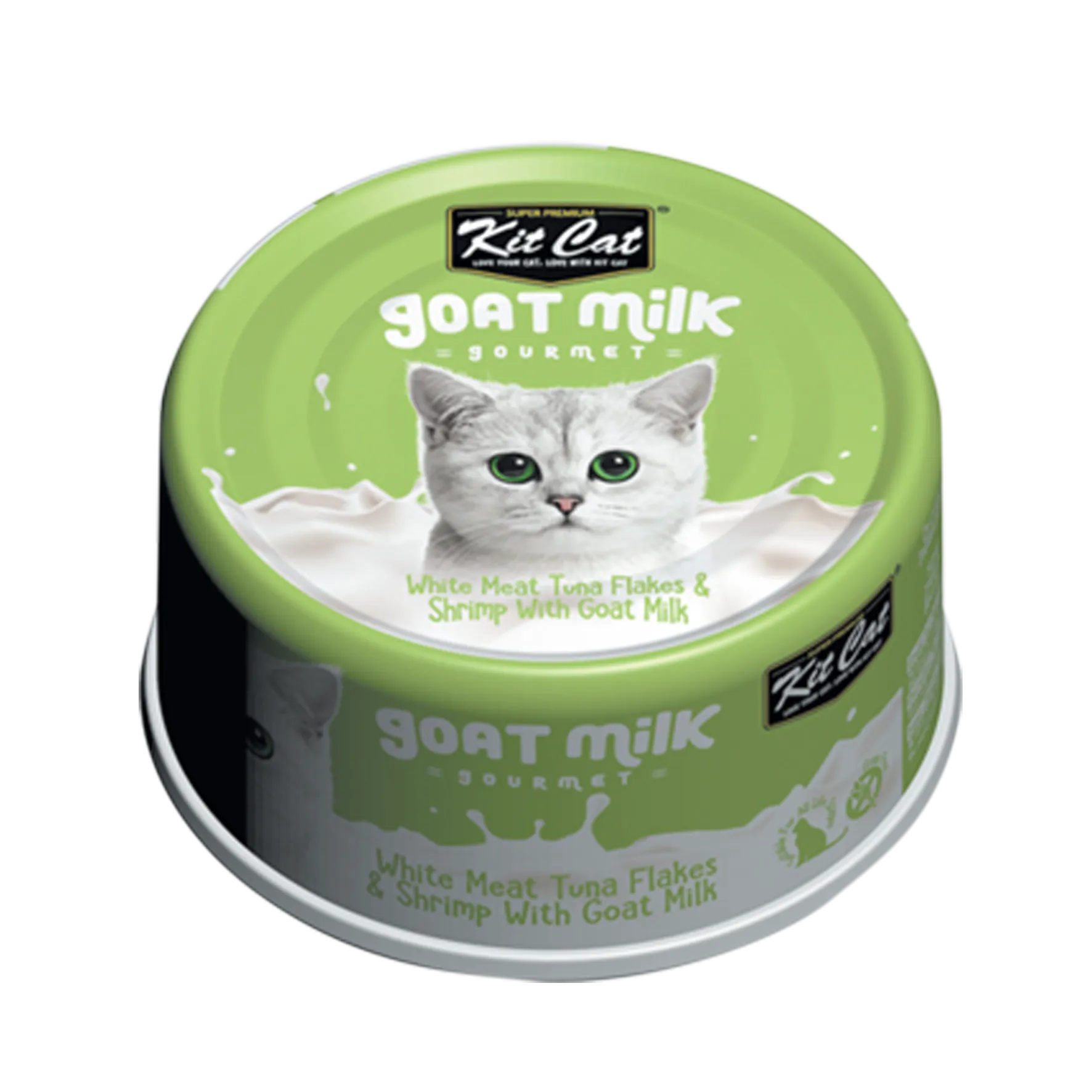 Kit Cat Goat Milk Gourmet White Meat Tuna Flakes & Shrimp for Cats 70g