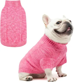 KOOLTAIL Dog Sweater, Fuzzy Thick Super Soft Warm Dog Winter Sweater Turtleneck Pullover for Cold Weather, Knitted Fleece Pet Fall Clothes Coats for Small Medium Large Dogs Puppy Girls Boys Pink SM