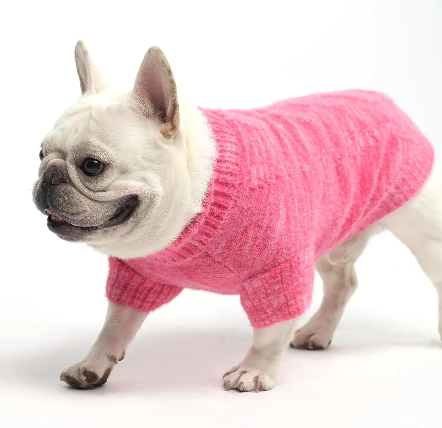 KOOLTAIL Dog Sweater, Fuzzy Thick Super Soft Warm Dog Winter Sweater Turtleneck Pullover for Cold Weather, Knitted Fleece Pet Fall Clothes Coats for Small Medium Large Dogs Puppy Girls Boys Pink SM