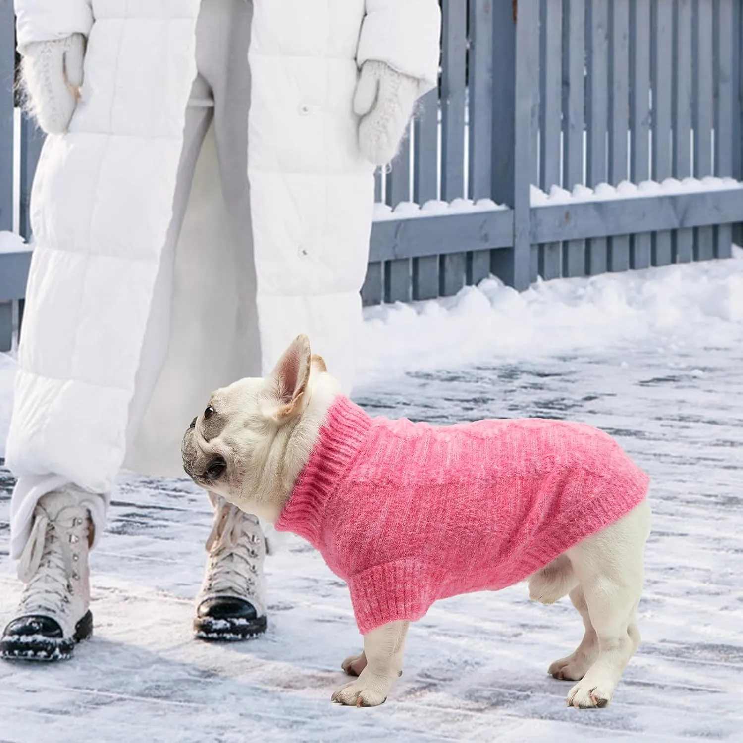 KOOLTAIL Dog Sweater, Fuzzy Thick Super Soft Warm Dog Winter Sweater Turtleneck Pullover for Cold Weather, Knitted Fleece Pet Fall Clothes Coats for Small Medium Large Dogs Puppy Girls Boys Pink SM