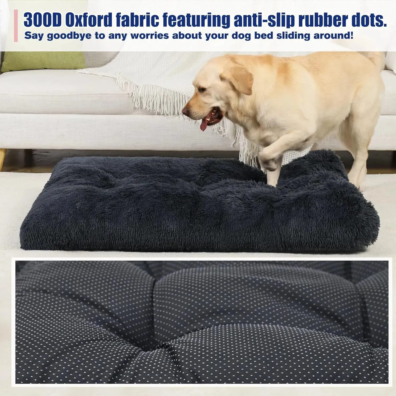 KSIIA Plush Washable Crate Dog Bed （For UK）