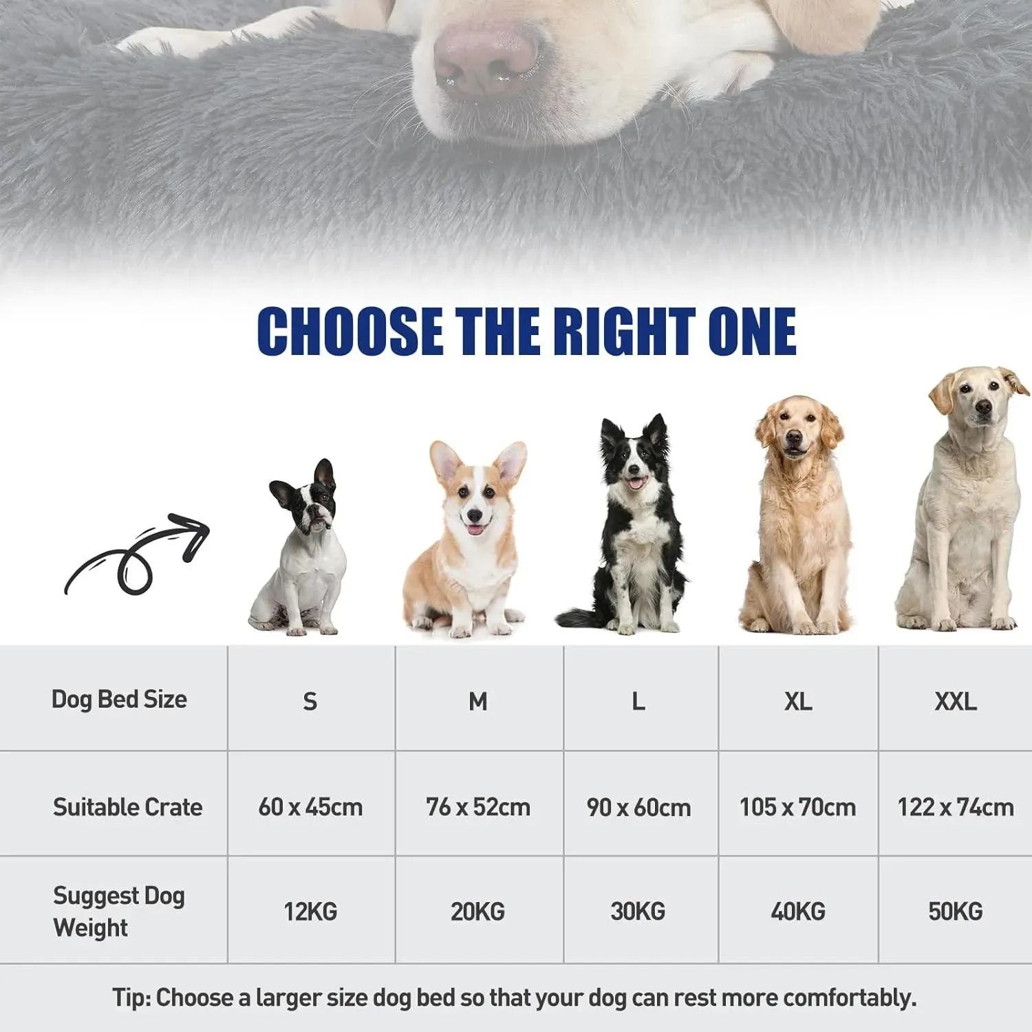 KSIIA Plush Washable Crate Dog Bed （For UK）