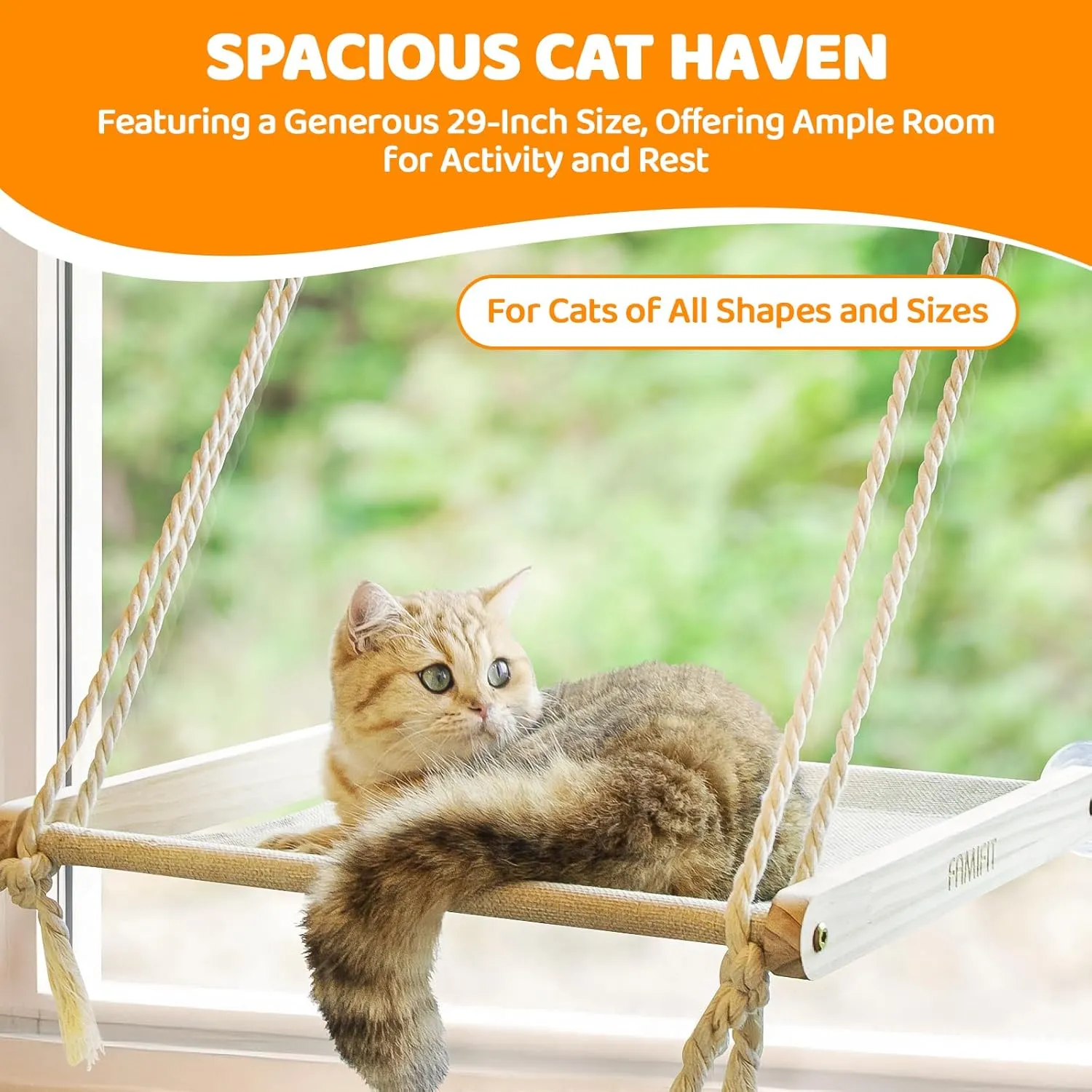 Large Cat Window Perch with 2 Steps, Easy to Assemble Cat Hammock for Window Indoor/Outdoor Cat Seat/Bed Universal for Big Cats and Kittens(40 Lbs), 1 Pack with 2 Cat Steps