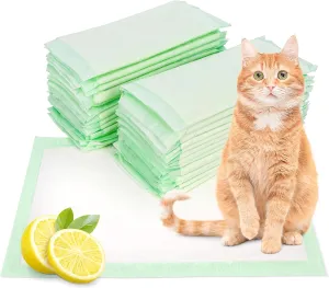 MiMu Cat Litter Liners Refill - 30 Pack Lemon Scented Cat Litter Pads - 17 x 12in Disposable Absorbent Bathroom Pad Liners for Litter Box Systems, Carriers, Bunny or Guinea Pig Enclosures