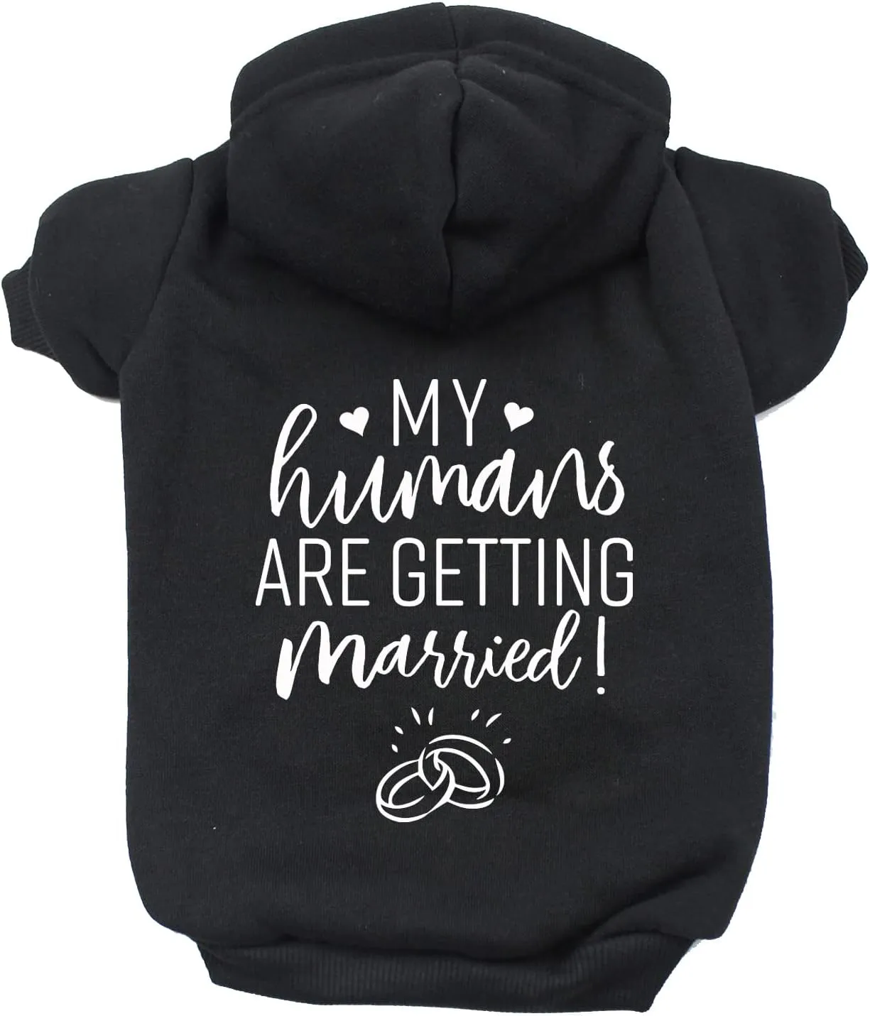 My Humans are Getting Married Annoucement Pullover Fleece Lined Dog Hoodie (Black, Small 224)