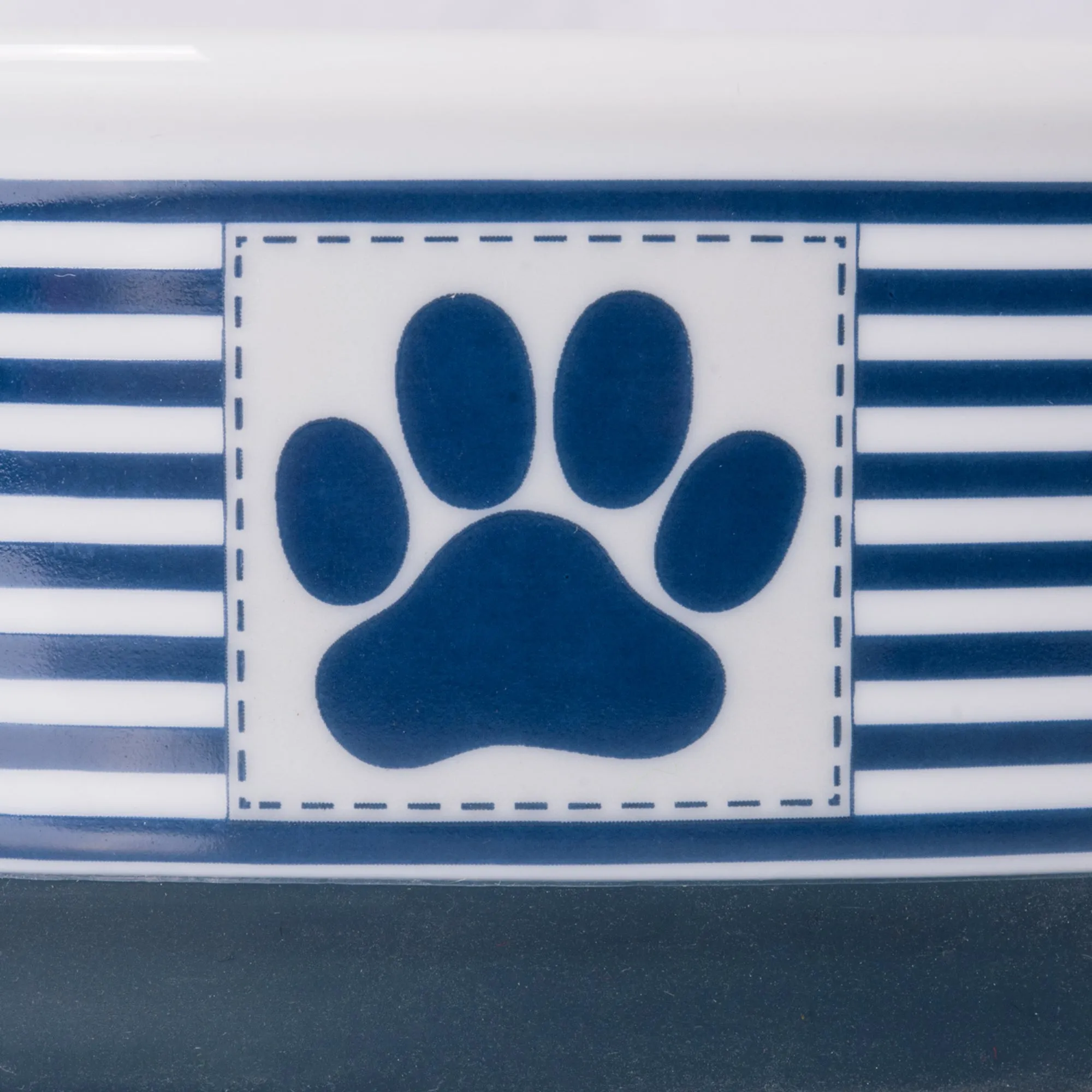 Nautical Blue Striped Paw Patch Single Pet Bowl, Medium, 1.5 C. Capacity