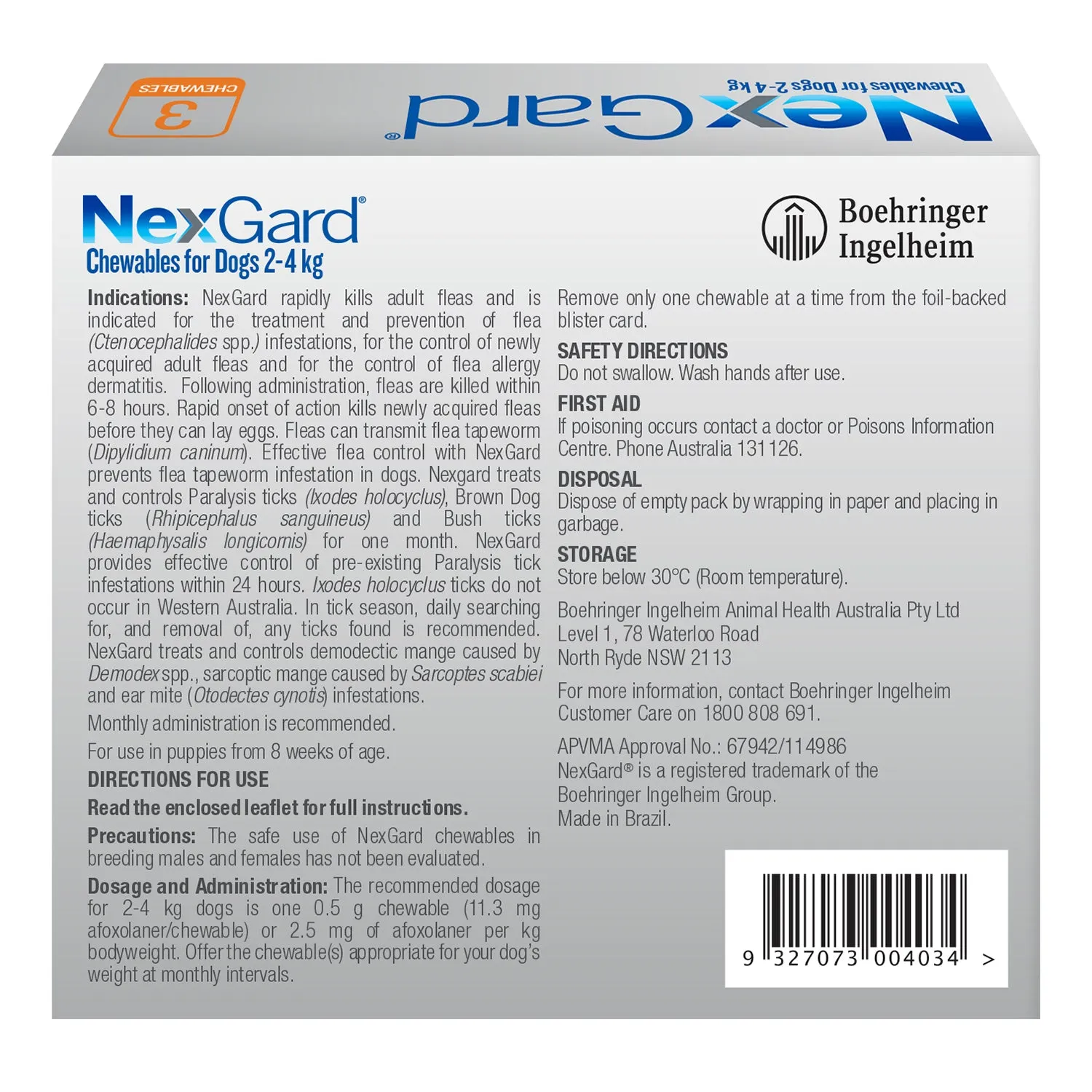 NexGard Dog 2-4kg Orange