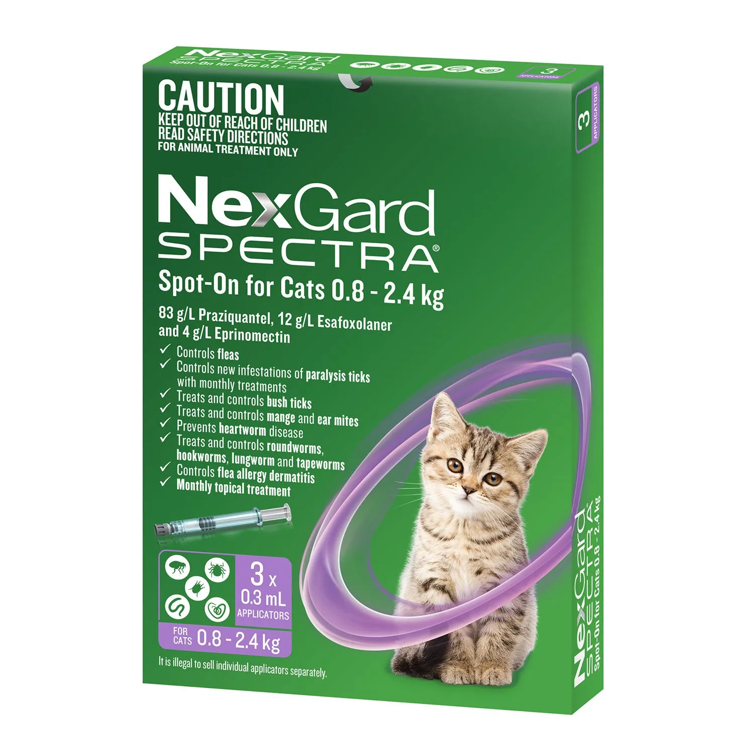 NexGard Spectra Cat 0.8-2.4kg Purple