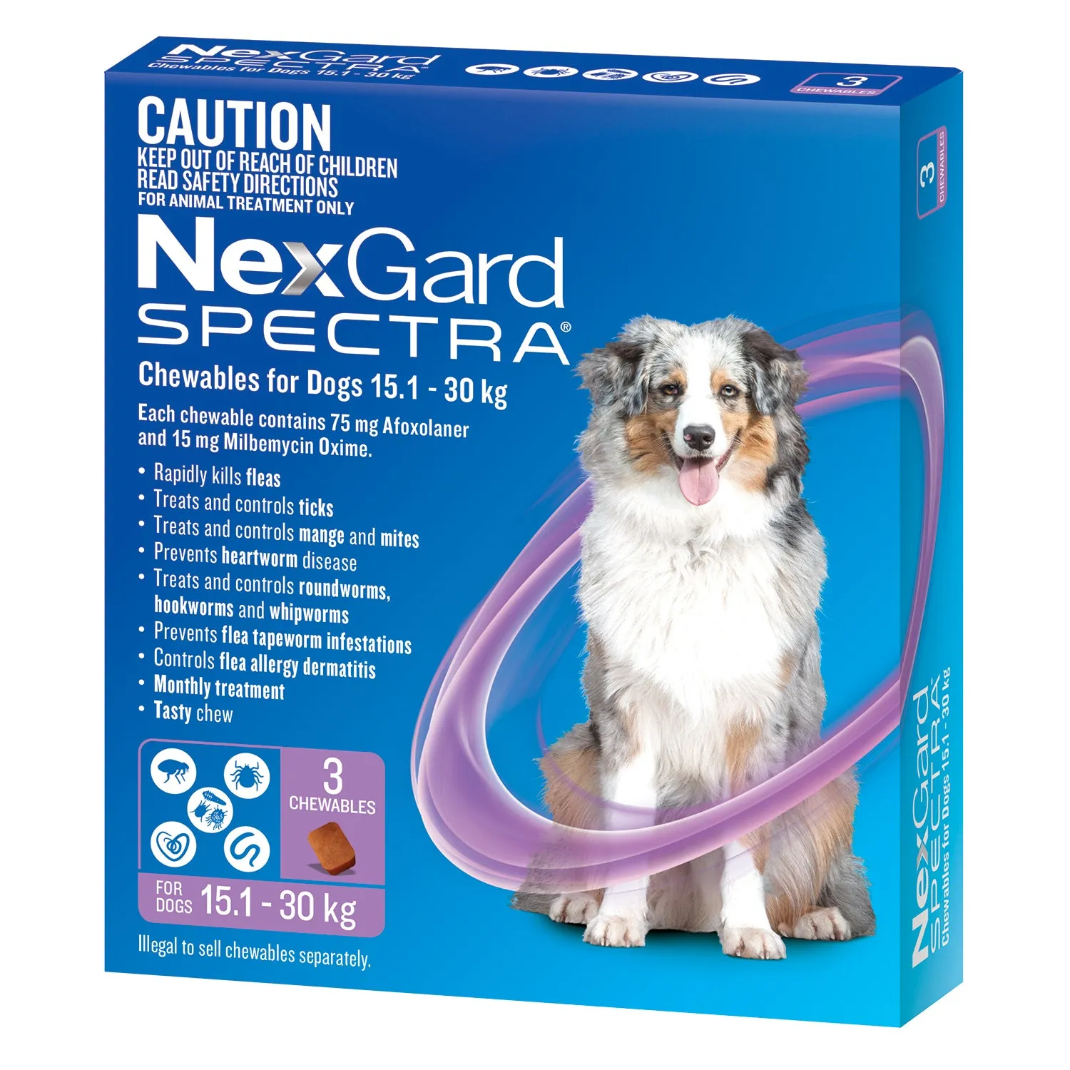 NexGard Spectra Dog 15.1-30kg Purple 3 Pack