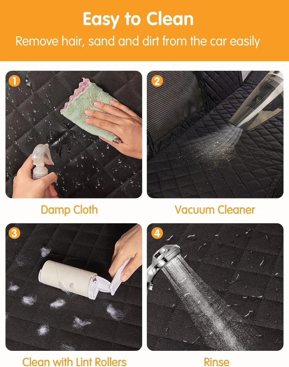nzonpet 4-in-1 Dog Car Seat Cover, 100% Waterproof Scratchproof Hammock with Big Mesh Window, Durable Nonslip Pets Back Cover Protector for Cars Trucks SUVs - Black