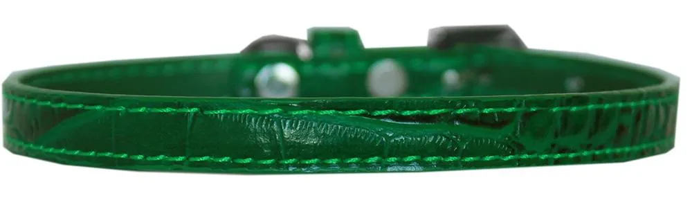 Omaha Plain Croc Dog Collar Emerald Green Size 12
