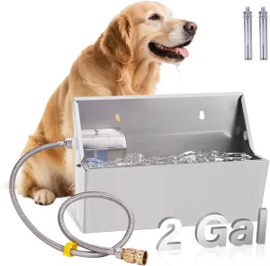 PAUQEWIE 2Gal Automatic Dog Water Bowl Dispenser Auto Fill Dog Waterer Outdoor Livestock Water Trough Drinking Feeder for Large Breed Dogs Chicken Cat Horse Poultry Farm Animal