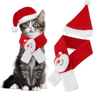 Pet Christmas Costumes, Pet Santa Hat Scarf for Cats Kitten and Dogs Puppy Cosplay, Pet Thanksgiving Day Christmas New Year Party Fancy Dress Clothes|Cute Fashion Warmth
