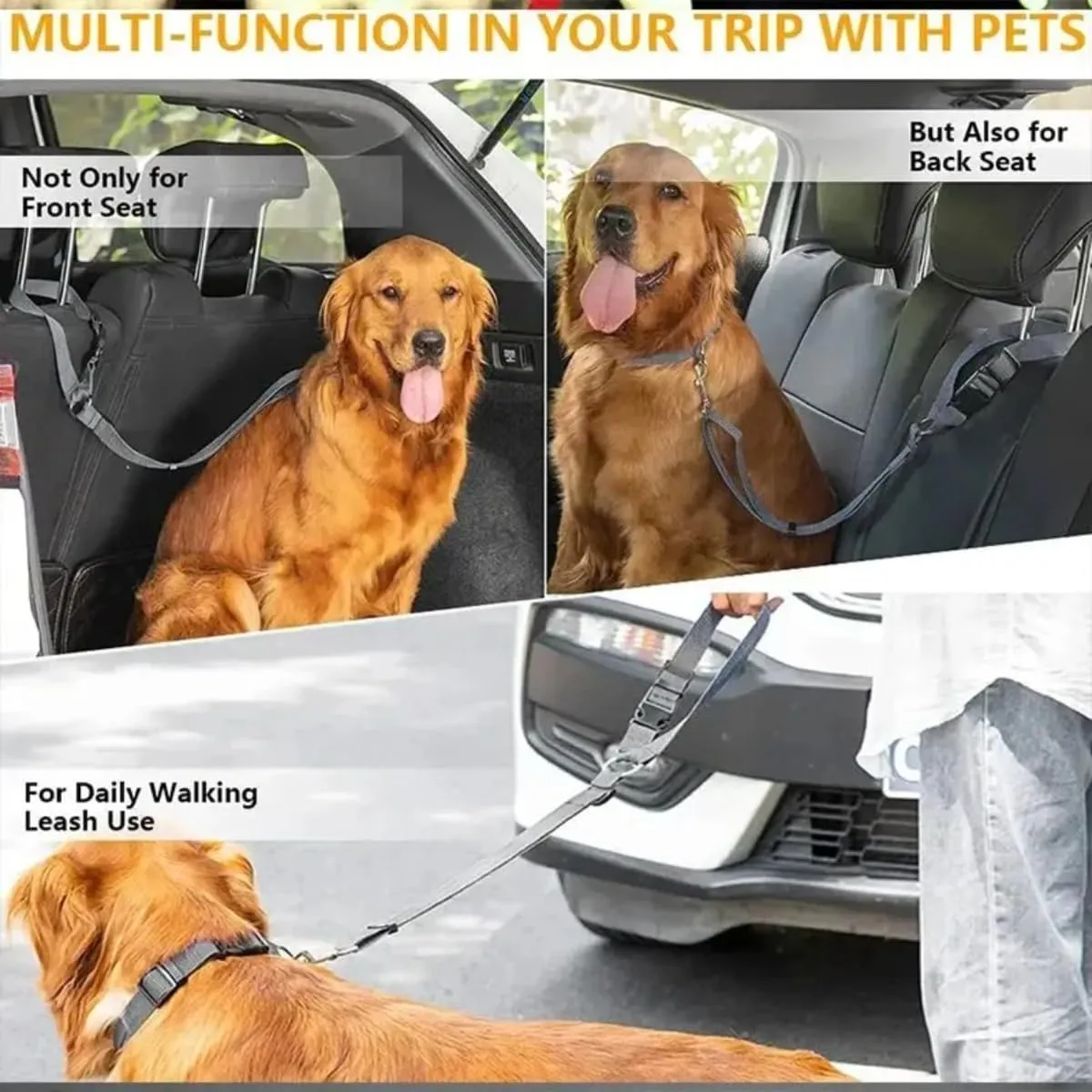 Pet Products Practical Cat Dog Safety Adjustable Car Seat Belt Harness Leash Puppy Seat-Belt Travel Clip Strap Leads
