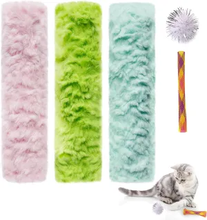 PetLike 5Pcs Cat Toys Interactive Catnip Toys Crinkle Paper and Catnip Inside Colorful Plush Kitten Kicker for Cats (Pink Green Blue)