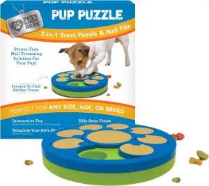 Pets Know Best Pup Puzzle Interactive Dog Nail File Treat Dispensing Toy, Mentally Stimulating Nail Trimmer, Paw Care and Play Toy | Difficulty Level; Easy