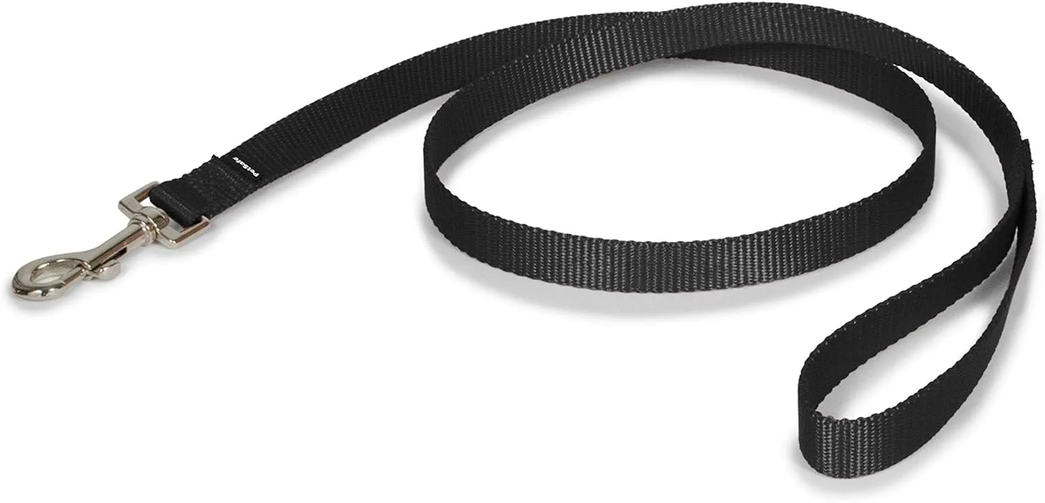PetSafe Nylon Dog Leash  Strong, Durable, Traditional Style Leash with Easy to Use Bolt Snap for Small, Medium and Large Dogs  3/4" x 4', Black