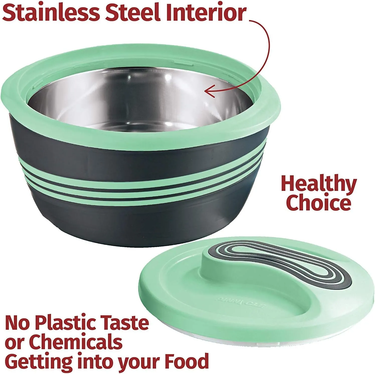 Pinnacle Large Insulated Casserole Dish with Lid 3.6 qt. Elegant Hot Pot Food Warmer/Cooler -Thermal Soup/Salad Serving Bowl Stainless Steel Hot Food ContainerBest Gift Set for Moms  (Green)