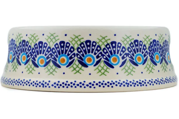 Polish Pottery 8" Pet Bowl Tail Feathers