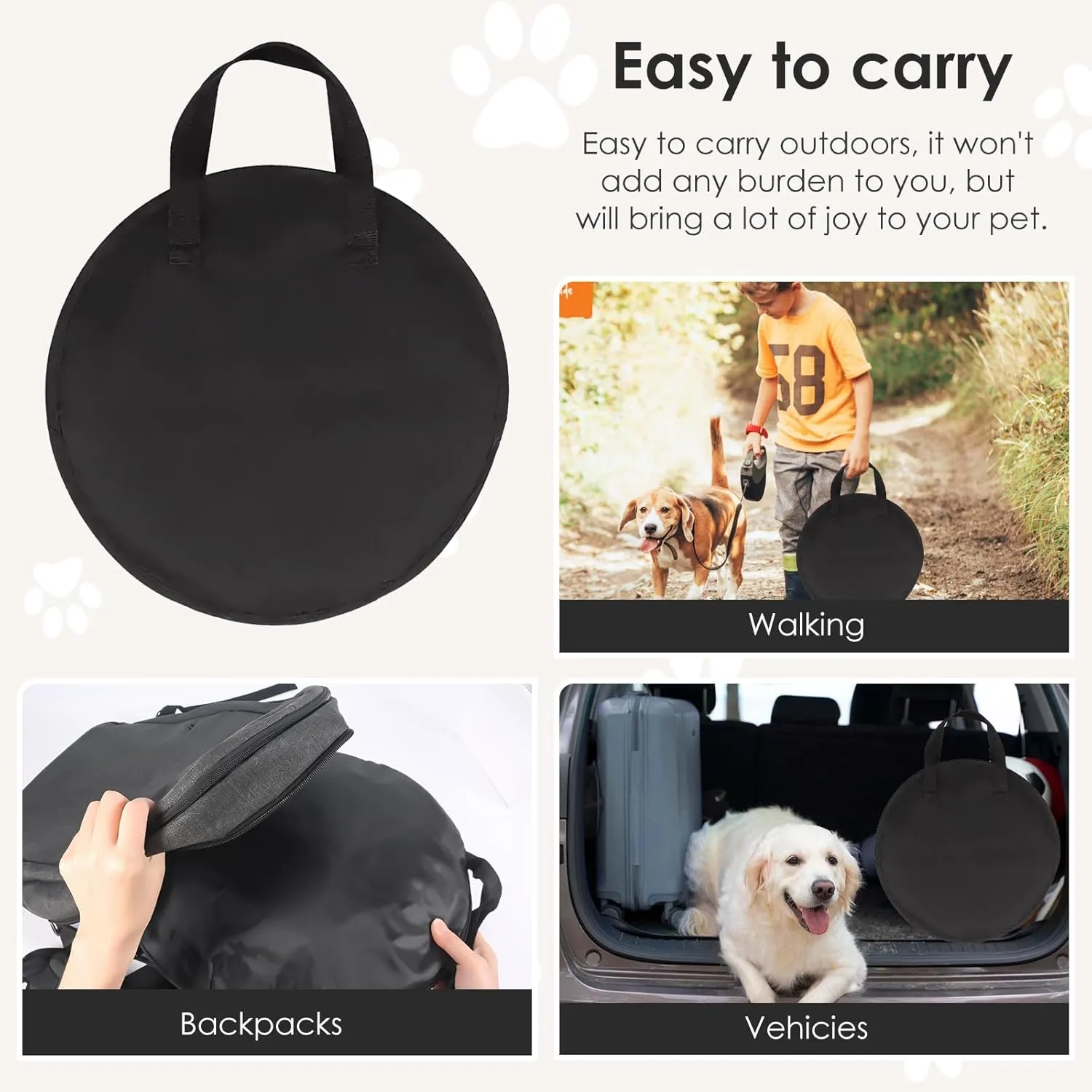 Portable Cat Tent for Bearded Dragon, Outdoor Cat Enclosures, Portable Pet Playpen for Cats and Small Animals, Pet Enclosure with Carry Bag(Black)