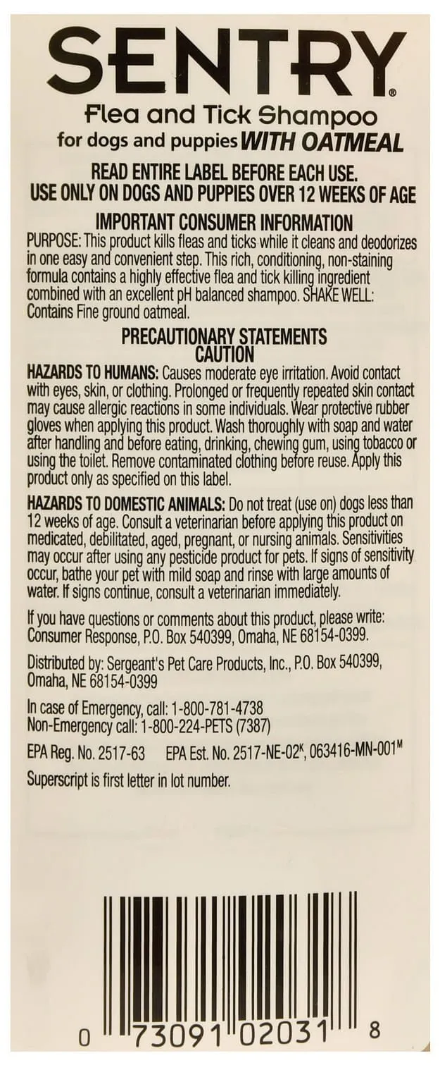Sentry Flea & Tick Shampoo for Dogs & Puppies, 64 oz