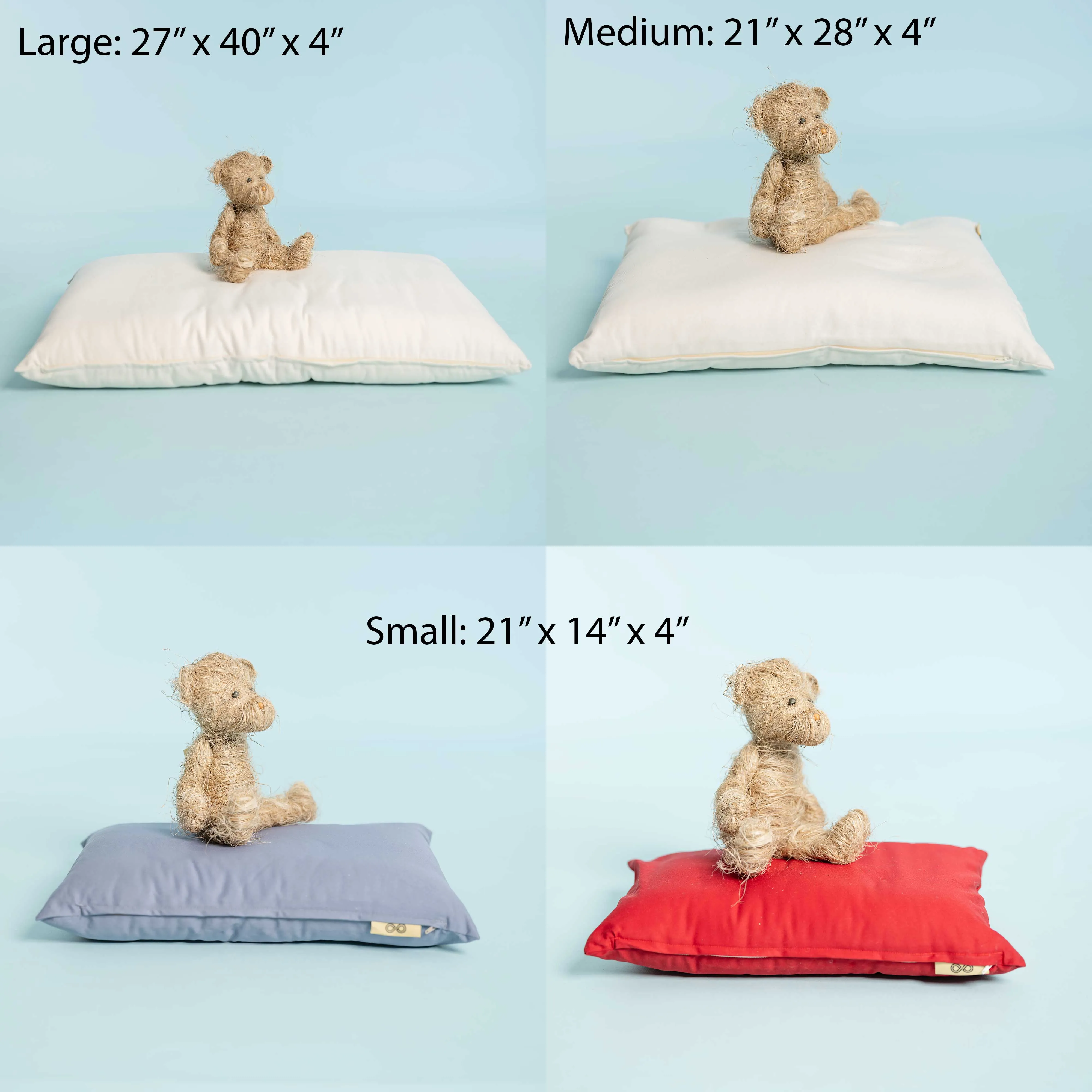 SESAME 100% Organic Cotton Dog Cat Pet Bed (4" High) (Grown & Handmade in USA)