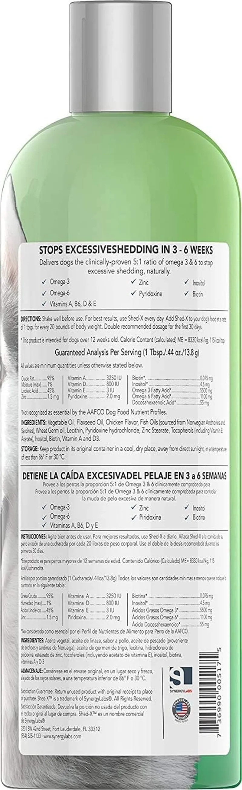 Shed-X Liquid Dog Supplement, 32Oz – 100% Natural – Helps Dog Shedding, Fish Oil for Dogs Supports Skin & Coat, Dog Oil for Food with Essential Fatty Acids, Vitamins, and Minerals