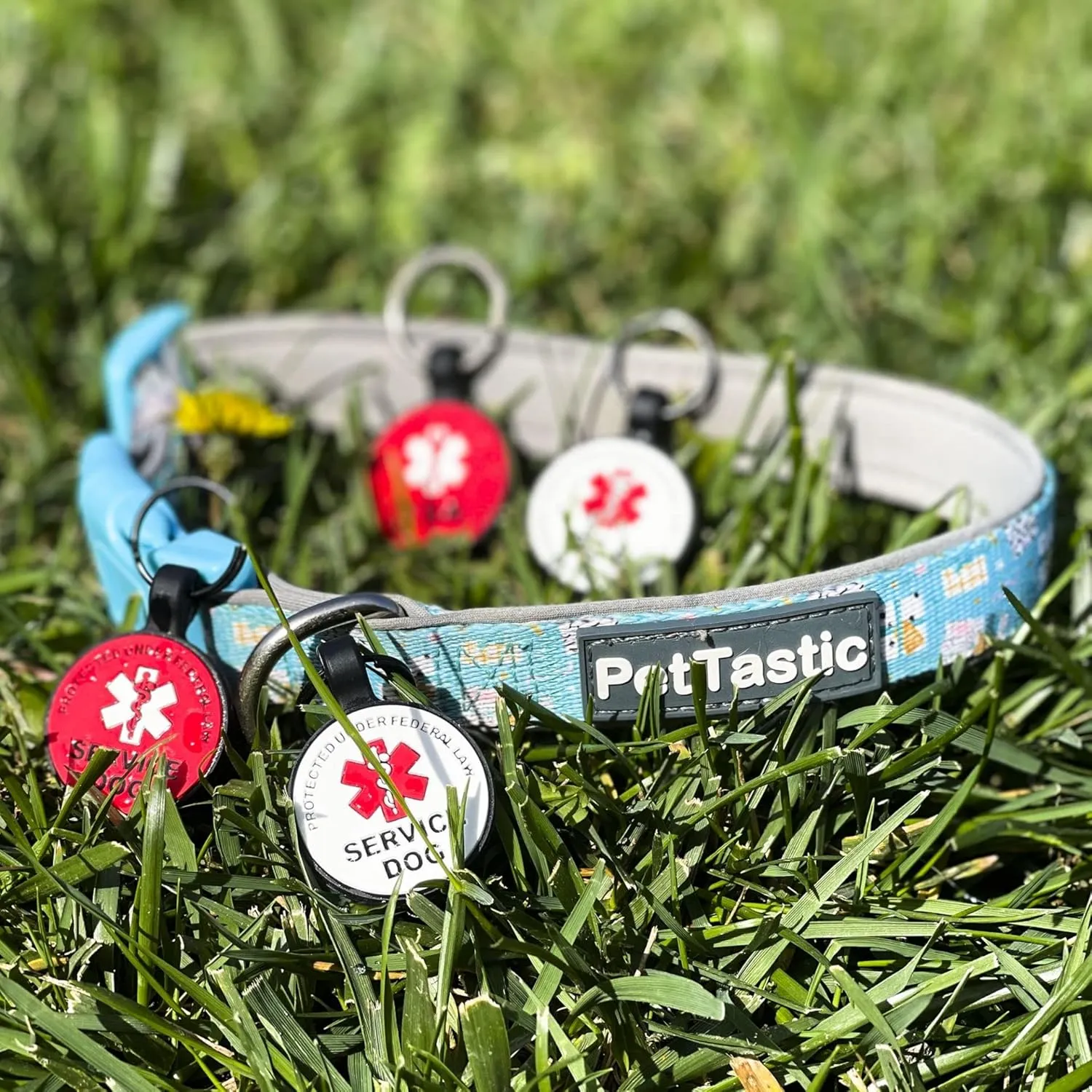 Silent Engraved Emotional Support Animal (ESA) Personalized with 4 Lines of Custom Engraved ID Silent Silicone Pet Tag Red