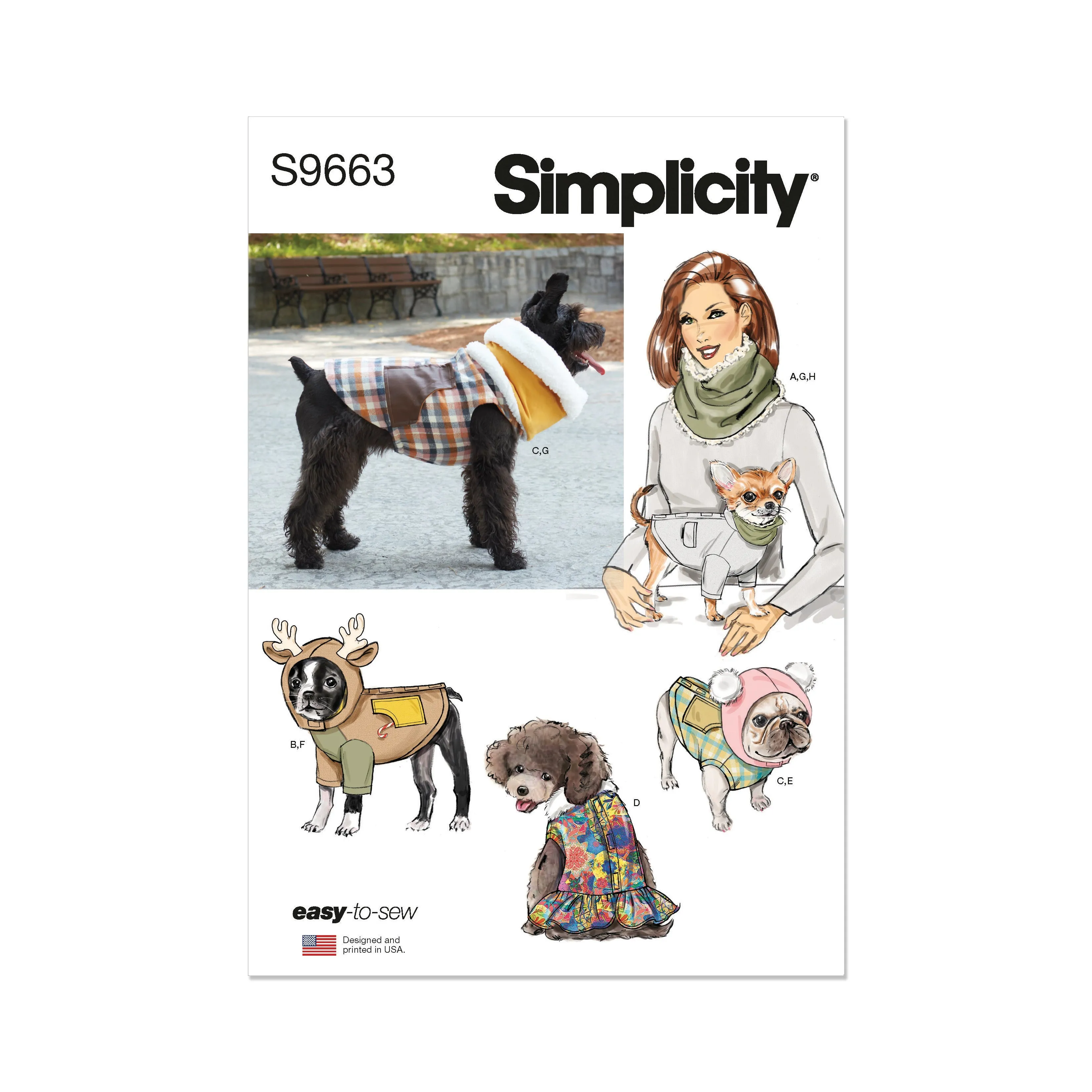Simplicity pattern 9663 Pet Coats with Optional Hoods and Cowls