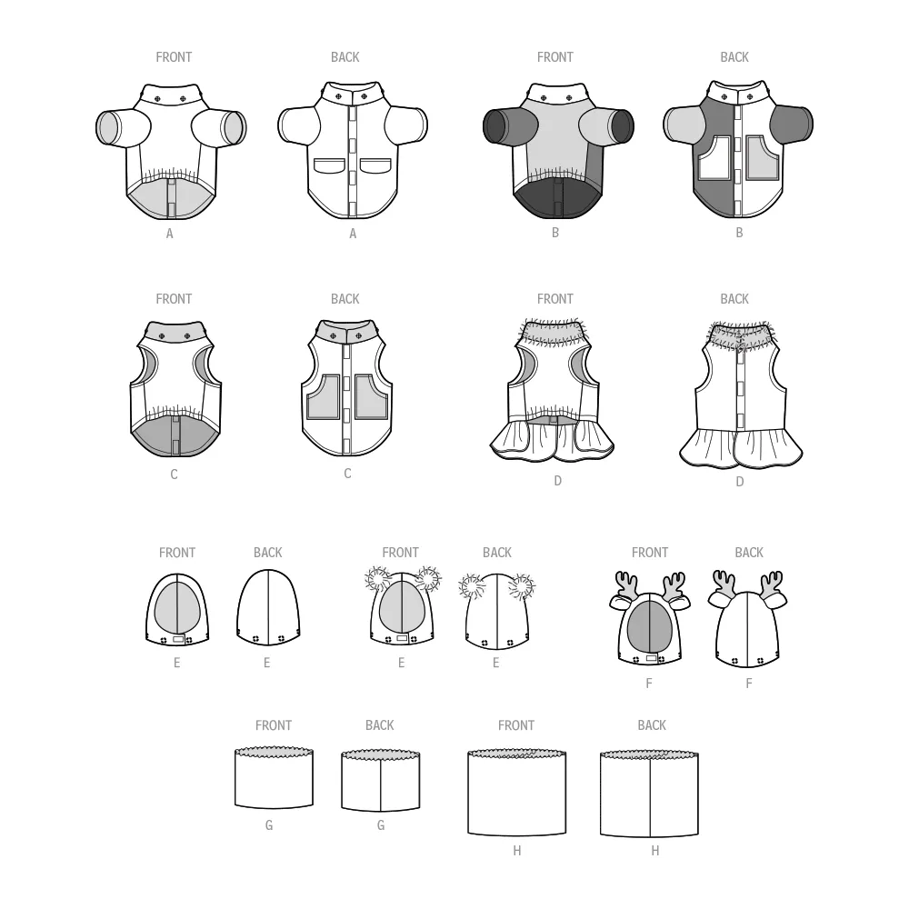 Simplicity pattern 9663 Pet Coats with Optional Hoods and Cowls