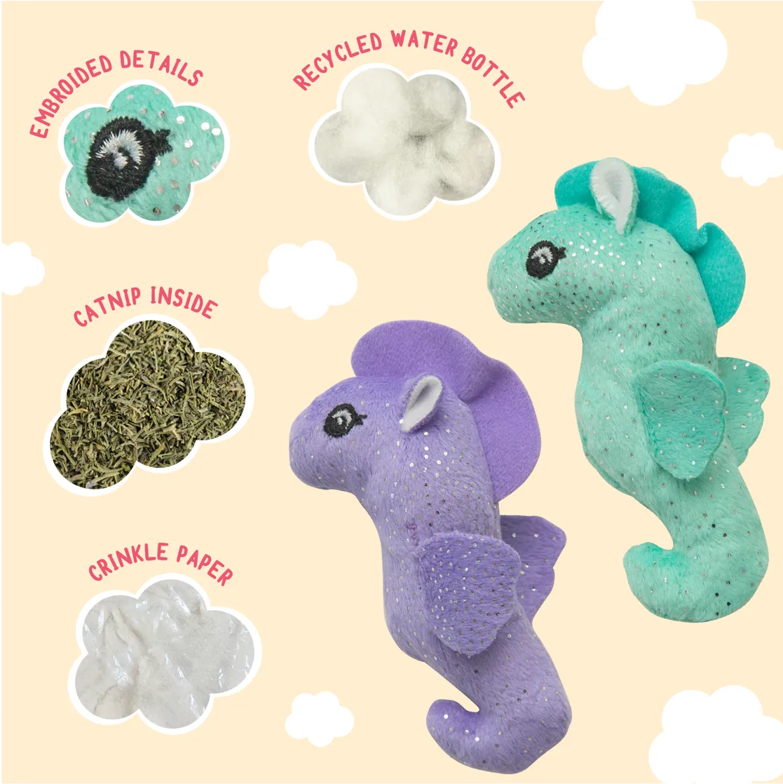 Snugarooz Kitty 2-Pack Seahorse with Catnip Cat Toy