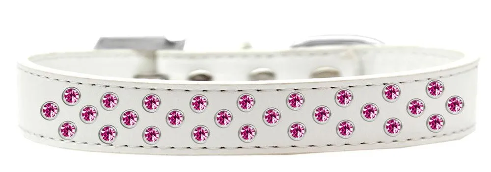 Sprinkles Dog Collar Bright Pink Crystals Size 14 White