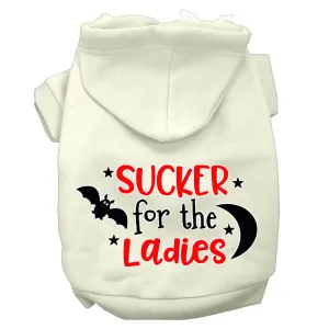 Sucker For The Ladies Screen Print Dog Hoodie Cream M