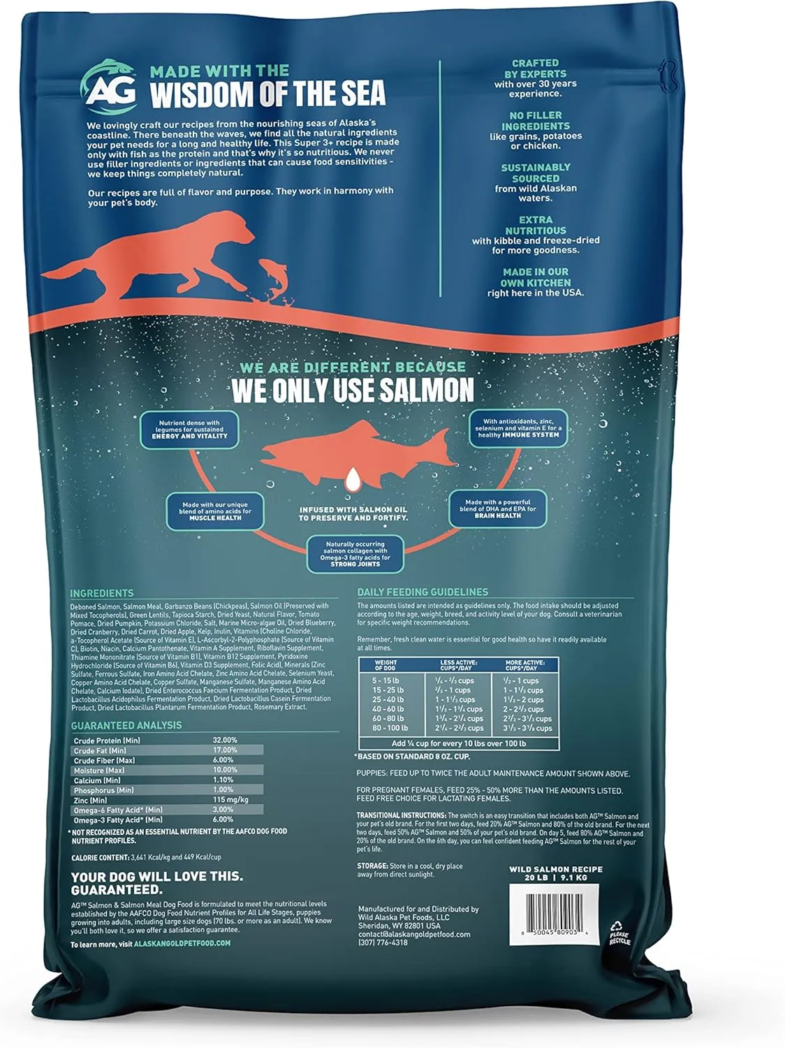 SUPER3  (Salmon Freeze Dried Raw Salmon Fish Oil) Dry Dog Food | Puppy & Adult | Small & Large Breed | High-Protein | Grain-Free | All-Natural Nutrition | 20-lbs