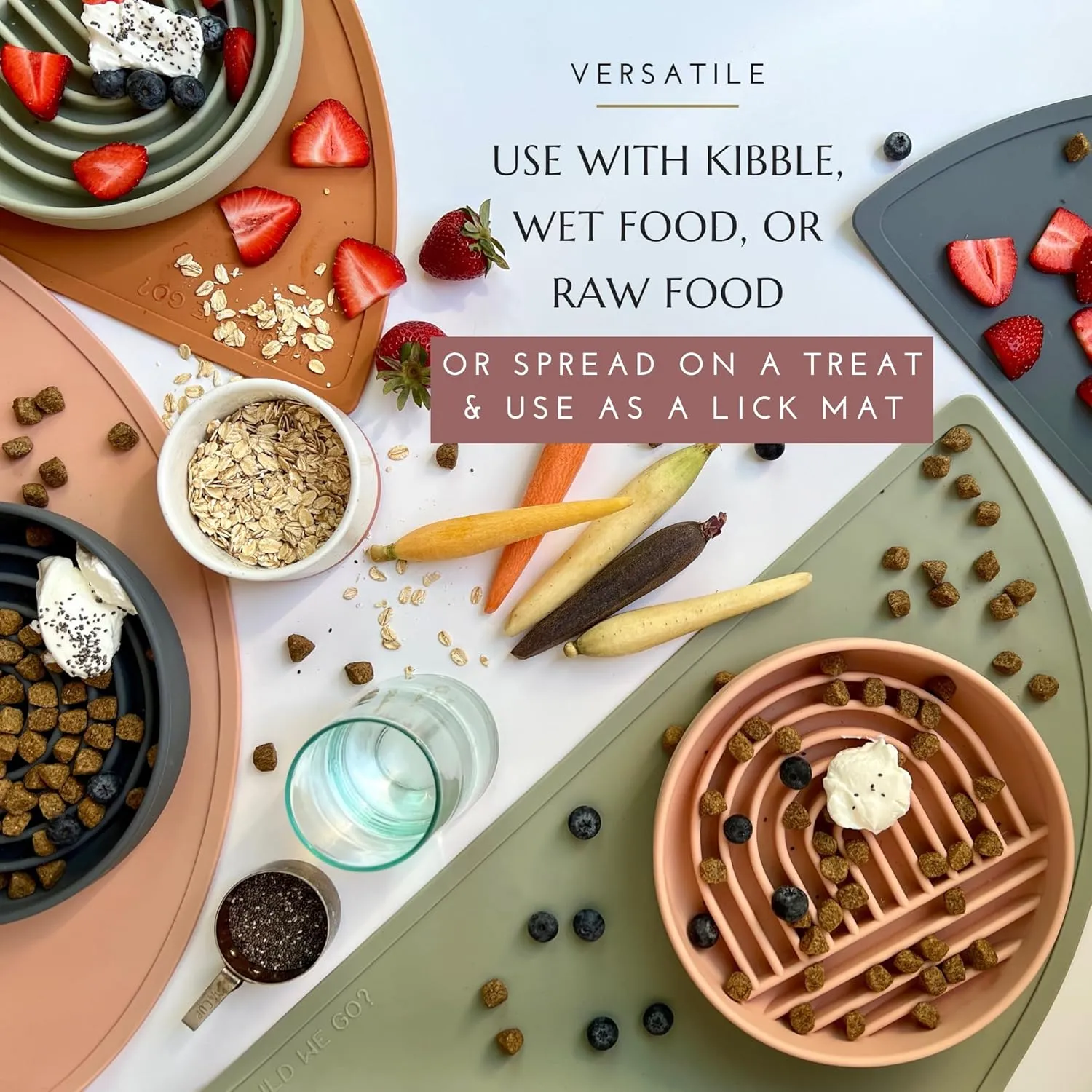 The Slowdown Bowl - Silicone Slow Feeder for Cats & Kittens, Slow Eating, Modern Lick Mat Design, Reduces Gulping, Dishwasher Proof, for All Breeds, Mealtime Challenge, Small-Blush