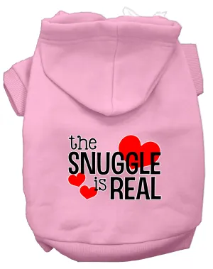 The Snuggle Is Real Screen Print Dog Hoodie Light Pink Xs