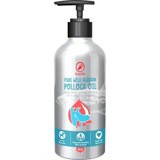 Tickled Pet Wild Alaskan Pollock Oil with CBD Dog and Cat Vitamins and Supplements - 2 oz Bottle