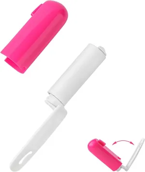 Travel Lint Roller with Cover Mini Refillable Lint Remover for Clothes Compact Lint Roller for Purse, Mini Travel Essentials for Women (Rose)