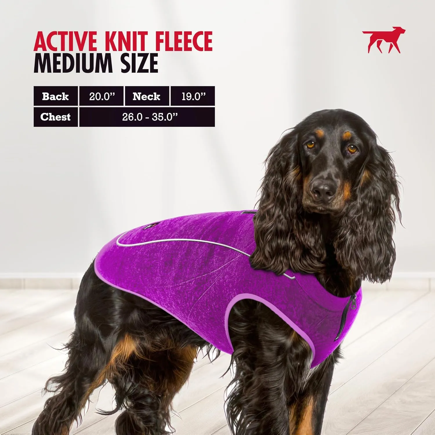Tuff Pupper Insulated Knit Fleece Jacket for Dogs | Lightweight Warm Dog Vest | Waterproof Zipper Port for Harness | Cold Weather Winter Coat | Rain Snow Repellant | Adjustable Size (Purple/M)