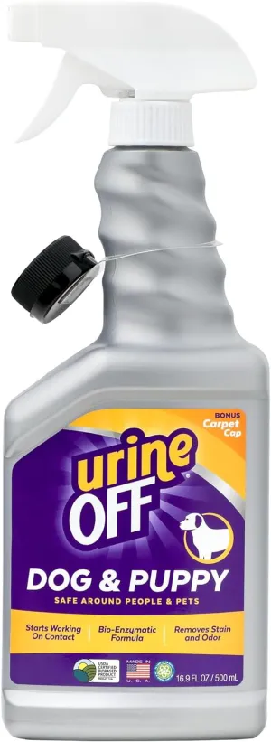 Urine OFF Puppy & Dog Odor & Stain Remover| Fresh Scent Carpet Cleaner Spray | Bio Enzymatic Stain & Urine Odor Remover | Pet Safe Cleaner | 16 oz.